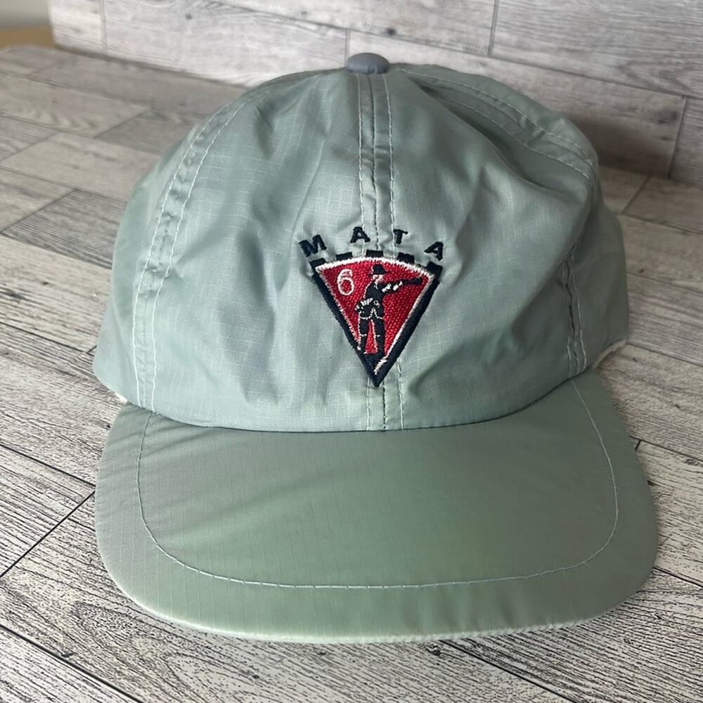 Mint Green Nylon Embroidered Adjustable Hat
